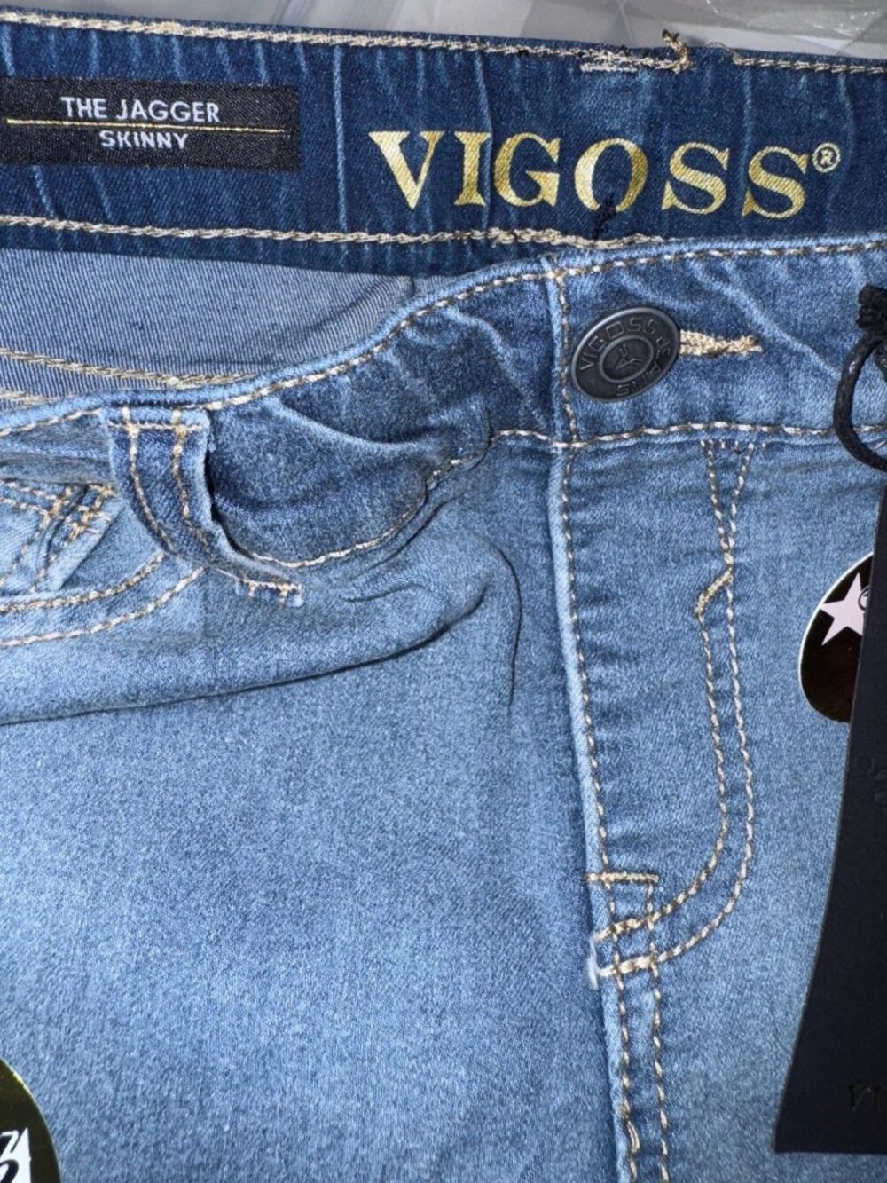 Vigoss Girls Size 10 Medium Vintage Stretch Denim Jeans With Pom-Pom Details - Picture 4 of 8